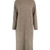 Hailys Rollkragen Rippstrick Kleid Langarm Midi Pullover Dress DUA In Braun